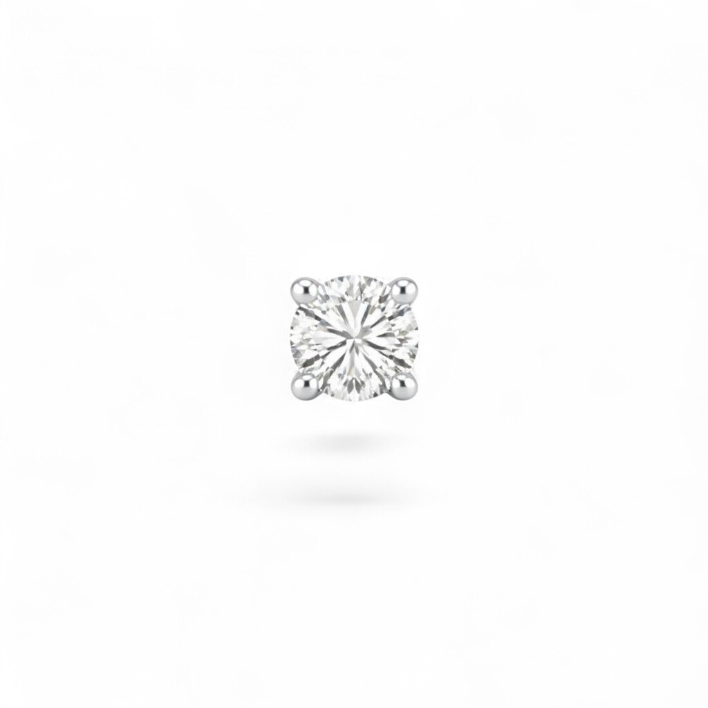 14K white gold baby solitaire flatback earring featuring a 2mm stone.