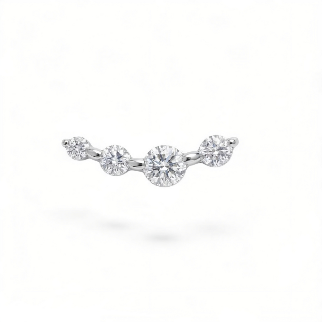 white gold CZ earring on a white background