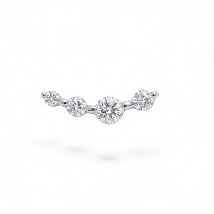 white gold CZ earring on a white background