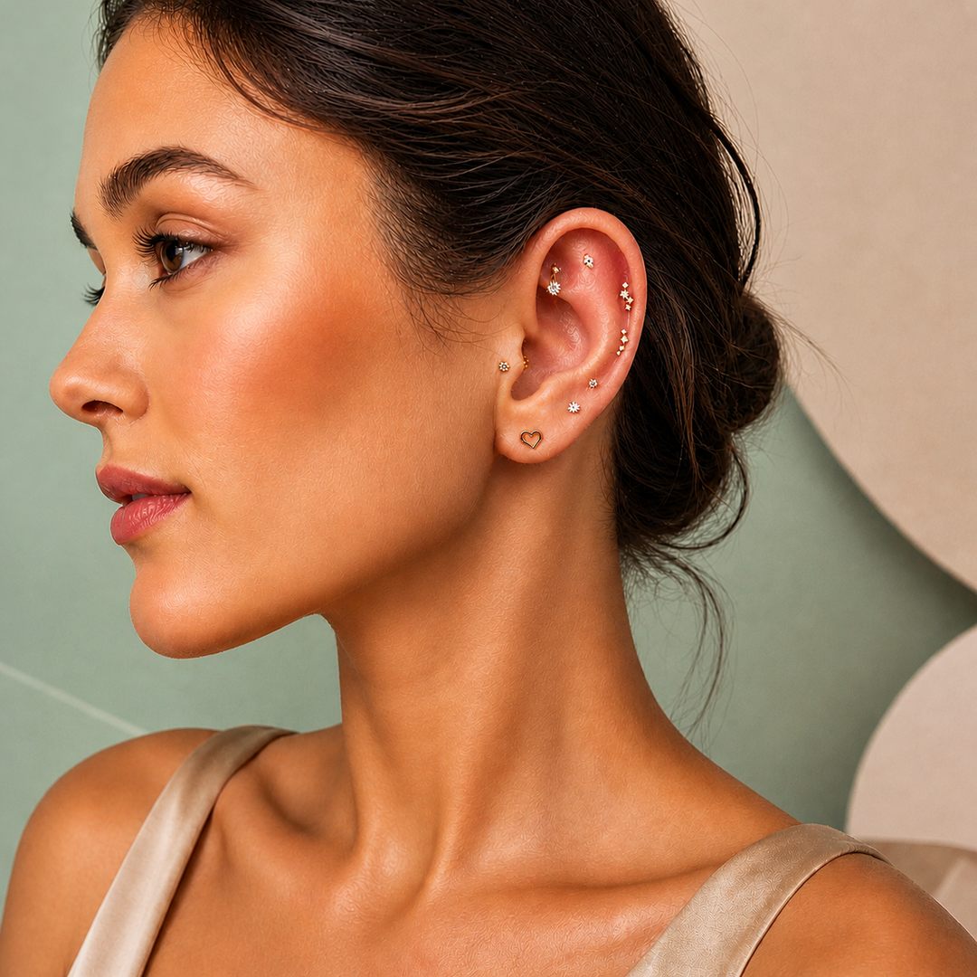 14K Gold Heart Flatback Earring