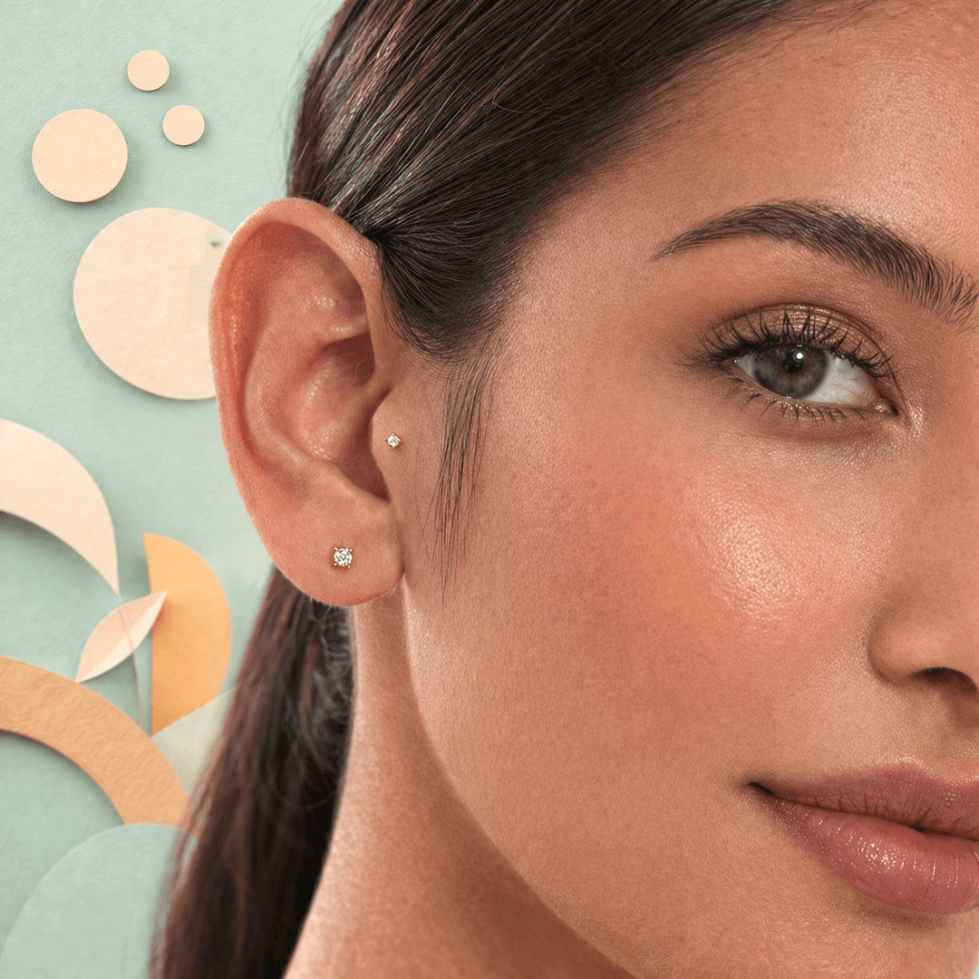14K Gold Baby Solitaire Flatback Earring - 2.5mm