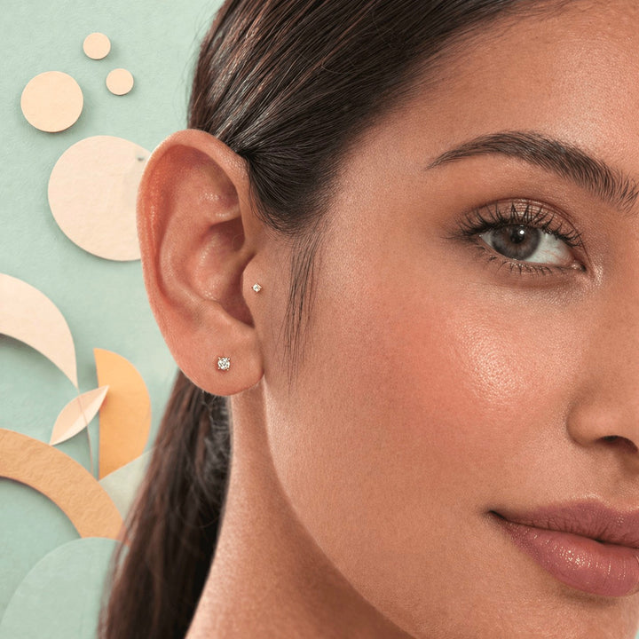 14K Gold Baby Solitaire Flatback Earring - 2.5mm